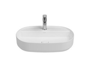 Aufsatzwaschbecken Infinity Oval 60x40 H12 cm aus Keramik Weiß Glänzend