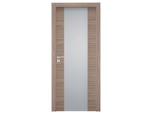 Interior Hinged Door with Glass Panel 70Xh210 cm Noisette