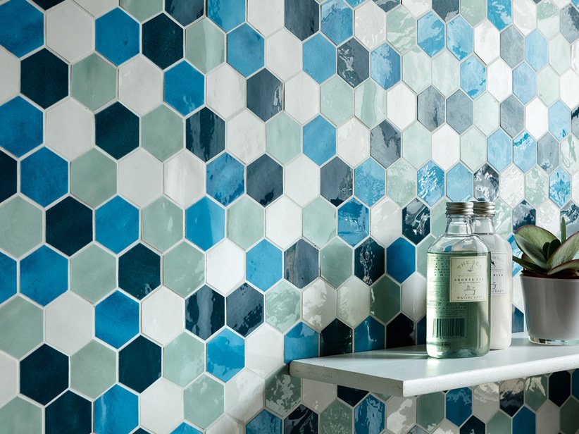 piastrelle per pavimento piastrelle mosaico antiscivolo doccia cucina bagno mosaico in ceramica Hexagon esagonale nero R10B