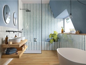 Wandfliese Jelly Sky 5x25 Einbrand Hellblau glänzend