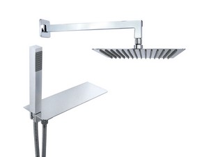 Ruby Square Shower Kit with Shelf Chrome