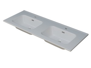 Einbauwaschbecken Unitop ANIKA 2 Becken 120x46 cm Keramik Weiß Glänzend
