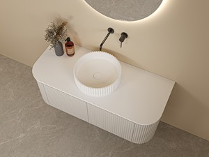 Aufsatzwaschbecken Tide Ø40xH10 cm aus Solid Surface Weiß matt