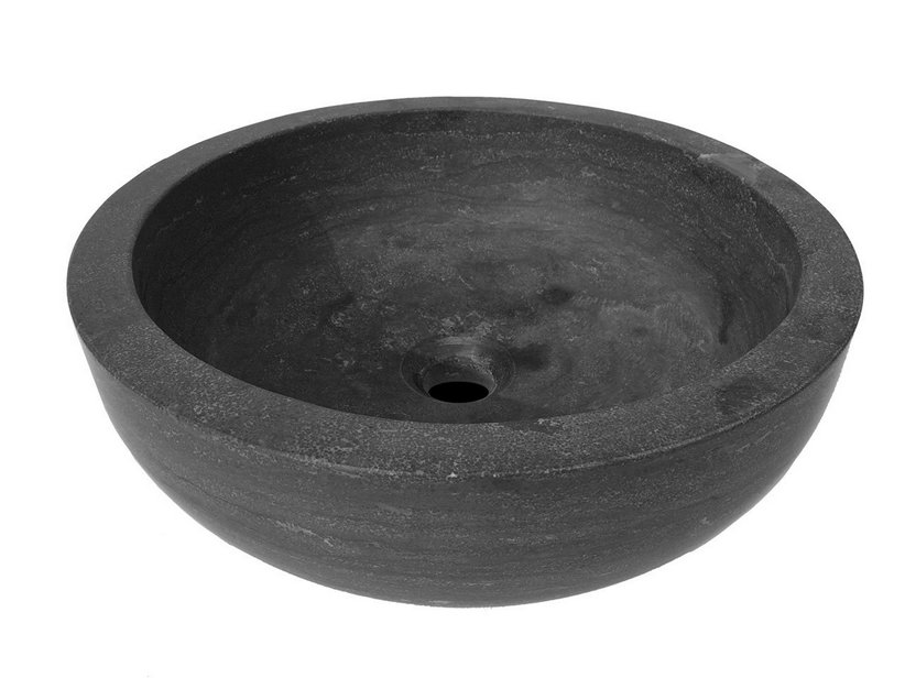 Vasque à poser Purestone Ciotola Ø40 cm h14 pierre naturelle noire