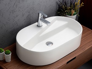 Vasque à poser Bellagio ovale 65x40 H15 cm céramique blanc mat