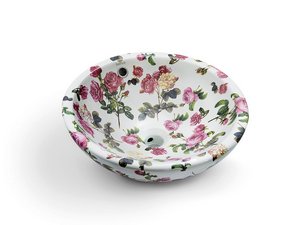 Lavabo da Appoggio Castellon Decoro Floral in Ceramica Decorato