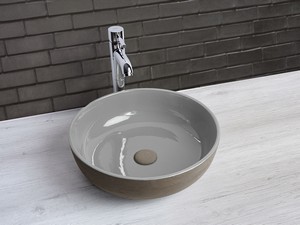 Lavabo da Appoggio Choko Ø40 H13 cm in Ceramica Esterno Materico/Interno Grigio Lucido