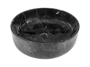 Aufsatzwaschbecken aus Marmor Marquinia Ø38xH12,5 cm Schwarz