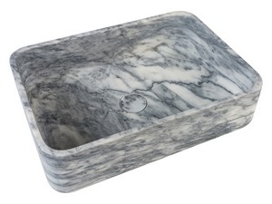 Aufsatzwaschbecken aus Marmor Statuario 45,5x32,5xH13 cm Weiß