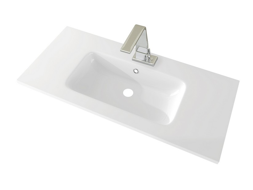 CLASSIC UNITOP WASHBASIN 101X46 cm MARBLE-RESIN GLOSSY WHITE