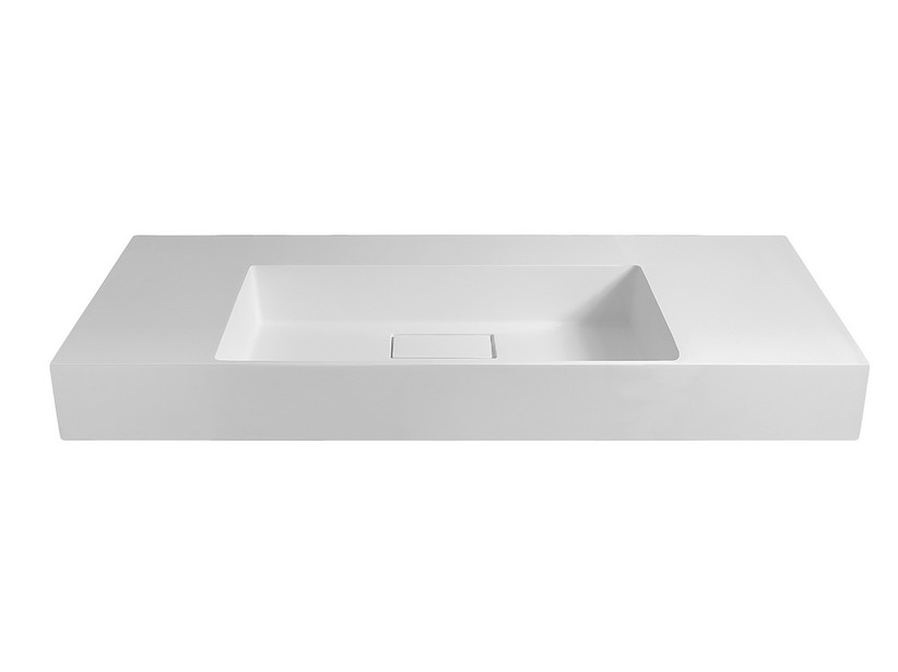 Aufsatzwaschbecken Unitop QUADRO 120x48 aus Gussmarmor Weiß Glänzend