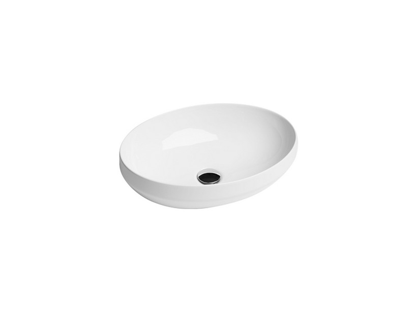 Aufsatzwaschbecken Decus Oval 50 cm aus glänzend weißer Keramik
