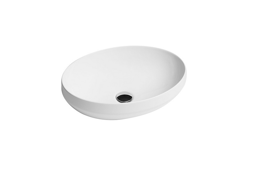 Lavabo da Appoggio Decus Ovale 50 cm in Ceramica Bianco Opaco