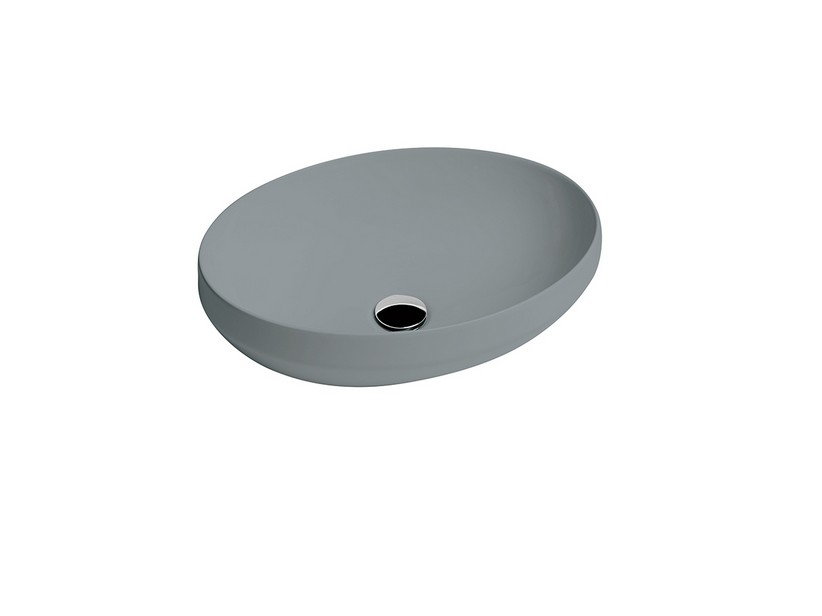 Aufsatzwaschbecken Decus Oval 50 cm aus matt grauer Keramik