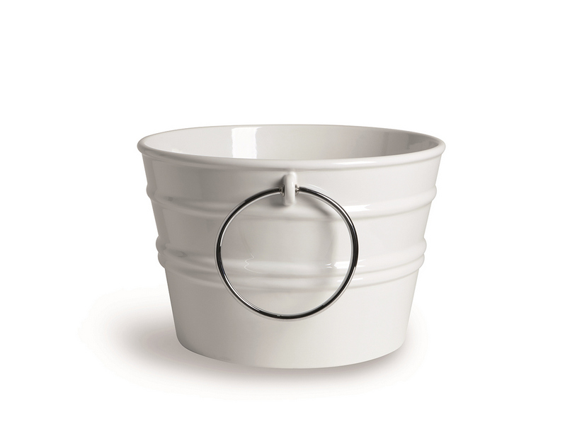 Hänge-/Aufsatzwaschbecken Bacile Midi cm Ø38 H24 mit Ringen aus matter weißer Keramik