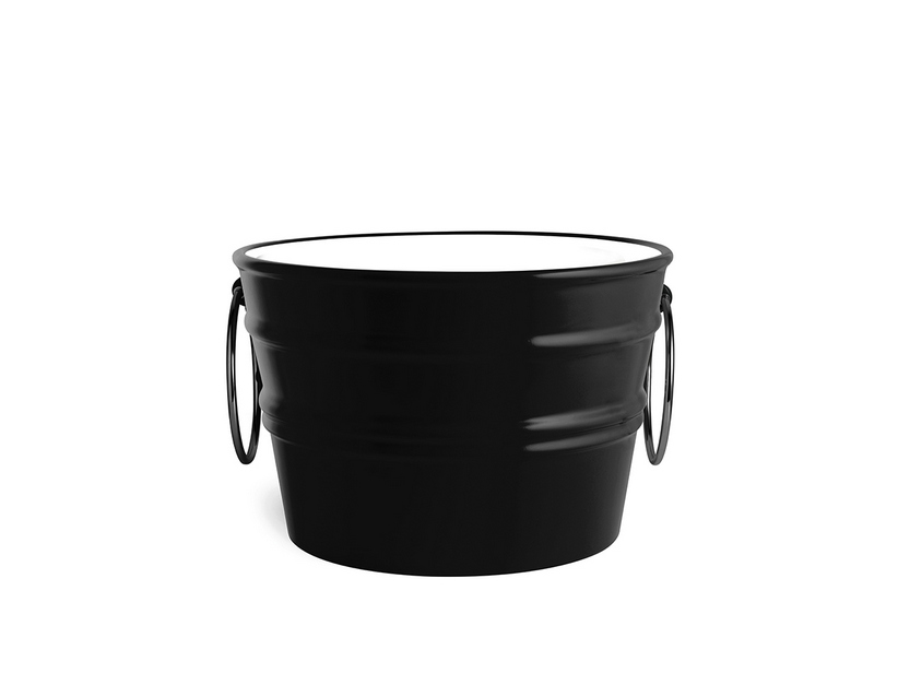 Hänge-/Aufsatzwaschbecken Bacile Midi cm Ø38 H24 mit Ringen aus glänzender schwarzer Keramik