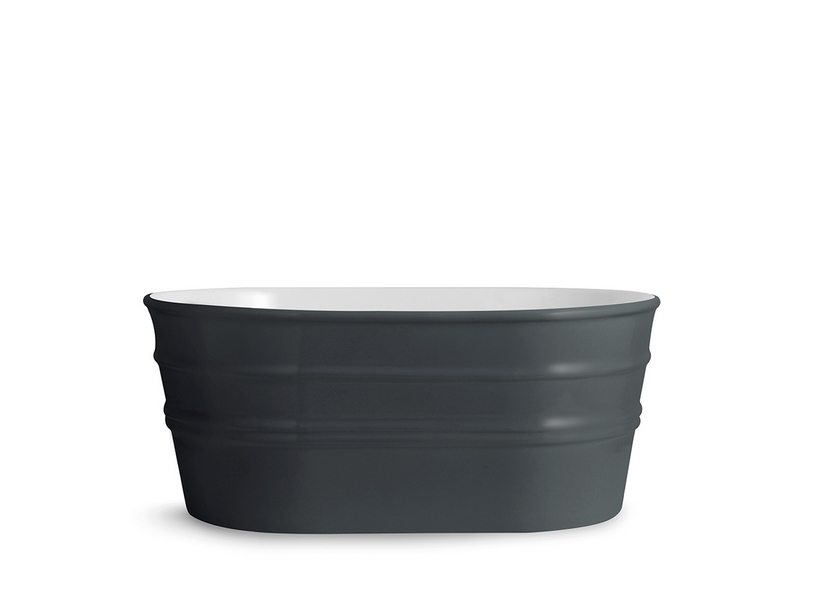 Hänge-/Aufsatzwaschbecken Tinozza 60X40XH25 aus matter grauer Keramik