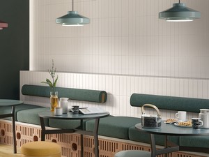 Wandfliese Mahjong Milk 3D 6x24,6 Einbrand Weiß matt