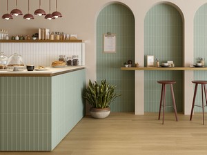 Wandfliese Mahjong Mint 3D 6x24,6 Einbrand Grün matt