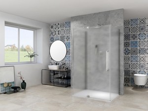 Duschkabine Mantra 3-seitig 120x90 H200 Wellglas 8mm Dichtungsprofile Chrom