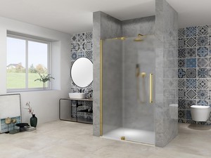 Porte de douche battante Mantra 110xH200 Ext 105/115 cm verre 8mm strié or brossé