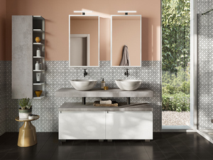 Topsy Countertop Bathroom Wash Basin Top Wall 147x48xH8 cm Oxide Gray Concrete Effect