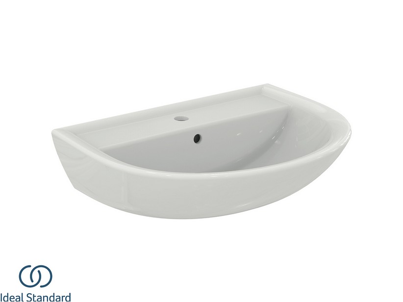 Lavabo Ideal Standard® Quarzo-Eurovit 65x50 cm con Troppopieno Ceramica Bianco Lucido