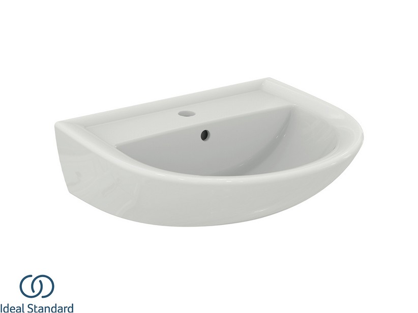 Lavabo Ideal Standard® Quarzo-Eurovit 55x46 cm con Troppopieno Ceramica Bianco Lucido