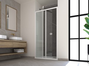 Miro' Duschtür für Nische cm 100 Links Glasstärke 6 mm Transparent Profile Weiß matt