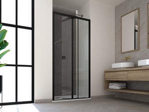 Miro' Duschtür für Nische cm 90 Rechts Glasstärke 6 mm Transparent Profile Schwarz matt