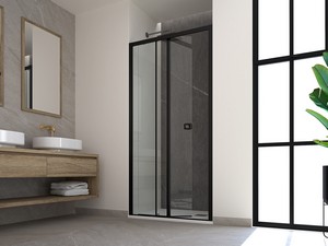Miro' Duschtür für Nische cm 100 Links Glasstärke 6 mm Transparent Profile Schwarz matt