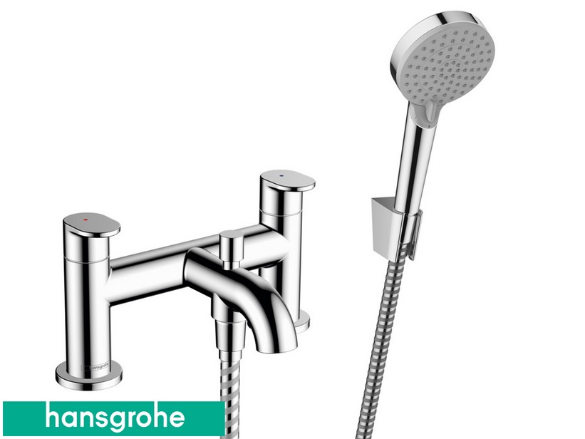 2-Loch-Armatur für den Badewannenrand mit Umschaltventil und Handbrause Hansgrohe® Vernis Blend Chrom