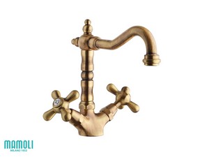 Mitigeur de lavabo monotrou avec bonde Epoque bronze