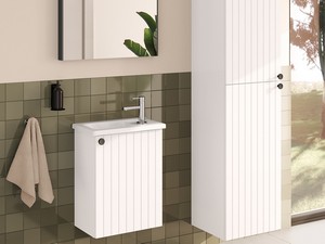Meuble lave-mains ROOT GROOVE 45 cm 1 porte ouv. à droite blanc mat lavabo intégré en céramique