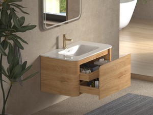 Base pour meuble de salle de bains Etna 80x46 cm 2 tiroirs en bois multiplis chêne clair