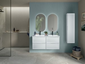 Modula Bathroom Furniture 121 cm 4 Drawers Matt White with Smart Ceramic Unitop Washbasin