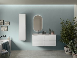 Modula Bathroom Furniture 121 cm 4 Drawers Matt White with Avivo Left Ceramic Basin