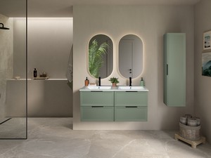 Modula Bathroom Furniture 121 cm 4 Drawers Matt Green with Slim Unitop Resin Washbasin
