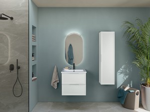 Modula Bathroom Furniture 61 cm 2 Drawers Matt White with Smart Ceramic Unitop Washbasin