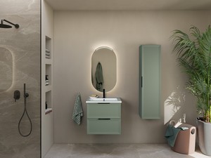 Modula Bathroom Furniture 61 cm 2 Drawers Matt Green with Smart Unitop Washbasin