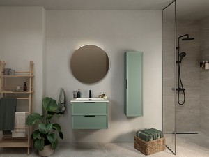 Modula Bathroom Furniture 75 cm 2 Drawers Matt Green with Smart Ceramic Unitop Washbasin