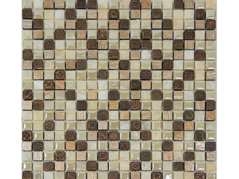 Mosaik aus Glas und Marmor Bukara Ambra 30X30 Beige-Braun