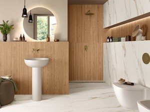 Mosaïque Essenza Marrone Stick 20x120 grès cérame effet chêne marron