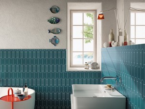 Mosaico Mykonos Archi Ottanio 33,4x22 Gres Effetto Resina Blu Petrolio