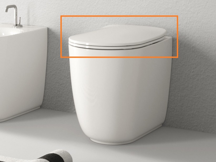 Set sanitari bagno in ceramica bianca lucida Flora completo di sedile wc