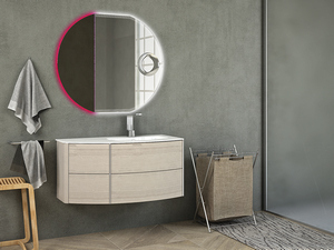 Badmöbel Olas 91cm Rechts Unterbau und integriertes Waschbecken Eiche gebleicht