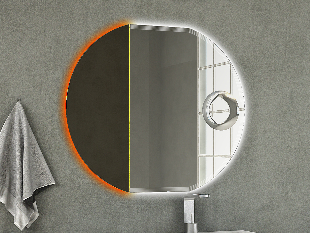 Miroir de salle de bains Olas LED RGB avec loupe 90x80 cm - Iperceramica