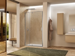 Onda Rotating Hinged Shower Door with Inline Panel cm 100xH200 Ext. 95.5/99.5 6 mm Transparent Glass and Chrome Profiles