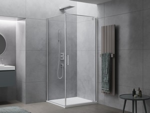 Onda Shower Box 100x90 H200 Rotating Hinged Door and Fixed Side 6 mm Transparent Glass and Chrome Profiles