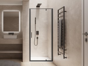 Onda Rotating Hinged Shower Door Ext. 65.5/69.5 cm Transparent Black Matt